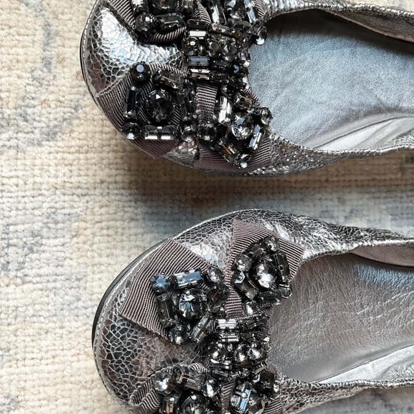 Silver Embellished Ballet Flats GUC - RUNS SMALL - Picture 2 of 5